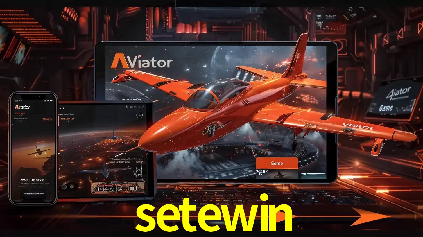 Apresentação tecnológica do jogo Aviator com um avião saindo da tela de um tablet, demonstrando a experiência imersiva em múltiplos dispositivos no setewin.