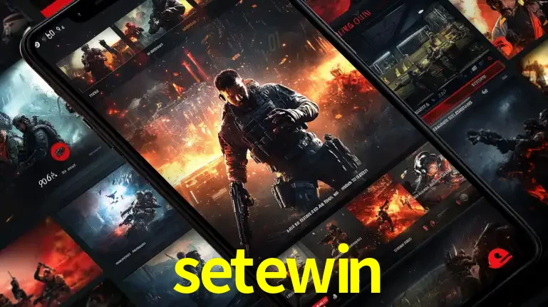 Tela de um celular exibindo uma galeria de jogos de tiro com temática militar, mostrando a variedade de e-sports disponíveis para apostas na plataforma de entretenimento setewin.