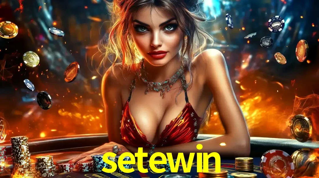 Mulher em uma mesa de cassino com pilhas de fichas e um fundo de fogo, pronta para uma rodada de altas apostas nos jogos de mesa emocionantes do cassino setewin.
