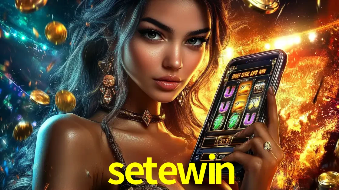 Mulher elegante mostrando um jogo de caça-níqueis em seu smartphone, destacando a experiência de cassino móvel oferecida pelo aplicativo setewin.